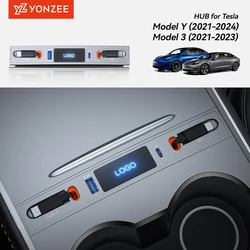 YZ Per Tesla Modello 3 Y 2023 27W Caricatore rapido USB Shunt Hub Docking station intelligente Adattatore per auto Alimentato Splitter Estensione