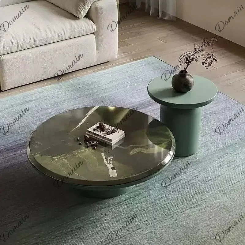 To Italian Minimalist Marble Round Nesting Coffee Table Set, Luxury 2-Piece For Living Room Modern Home