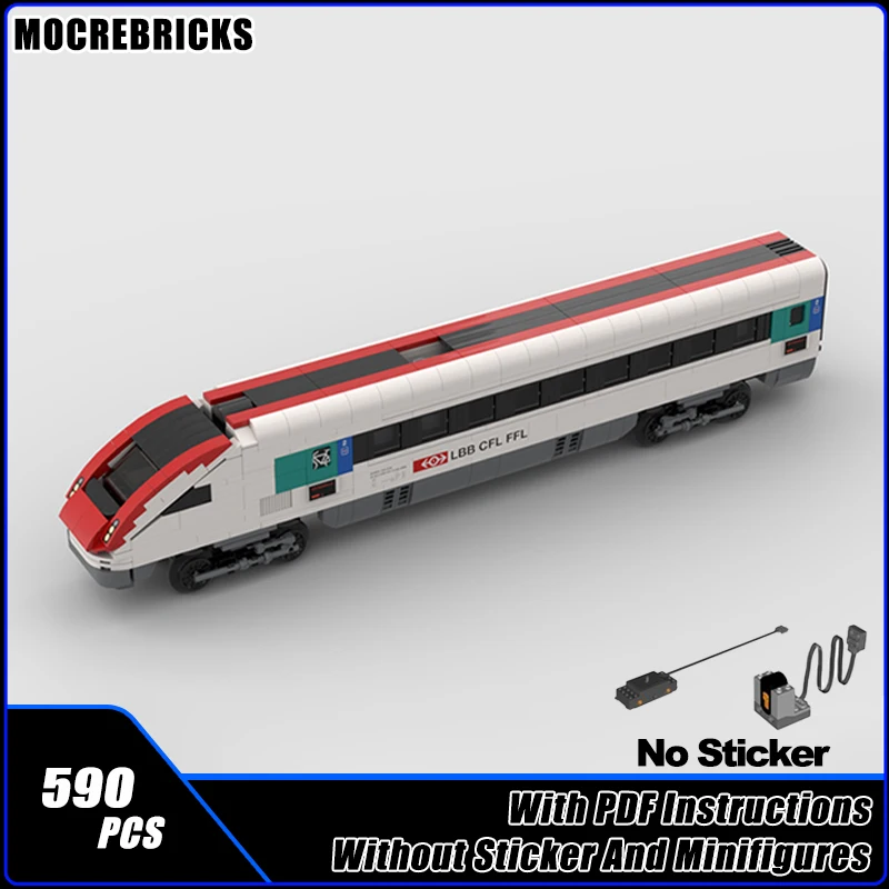 Moc trem de intercidade suíça "sbb icn" ravde 500 locomotiva ferroviária express modelo blocos de construção diy montagem tijolos conjunto menino brinquedo
