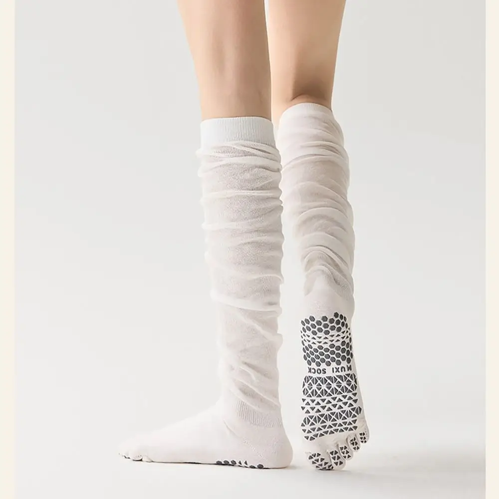 

Multicolor Five Finger Yoga Socks Anti-Slip Design Silicone Dots Over Knee Socks Five Finger Design High Length
