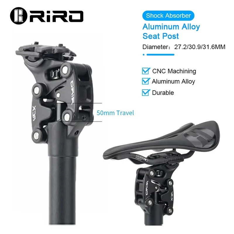 

RIRO RCX SP-S4 Bicycle Shock Absorber 50MM Travel Seatpost 350mm*27.2mm/28.6/30.0/30.4/30.9/31.6/33.9mm Mountain Bike Seat Tube