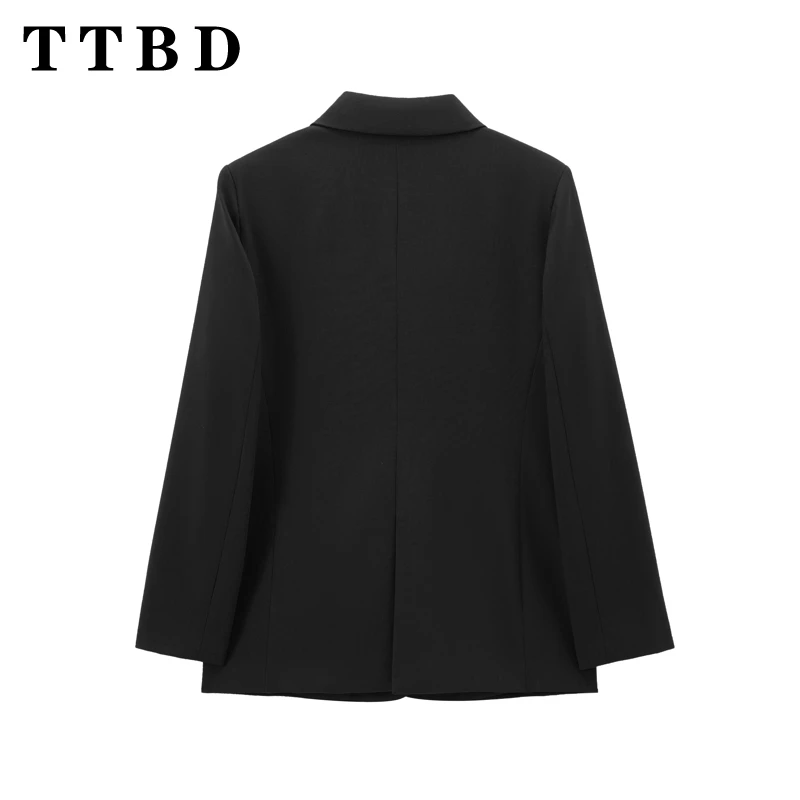 TTBD 2024 New Commuting Women's Blazers Loose Casual Spring Autumn Solid Hipster Fashion Chic Streetwear Jacket