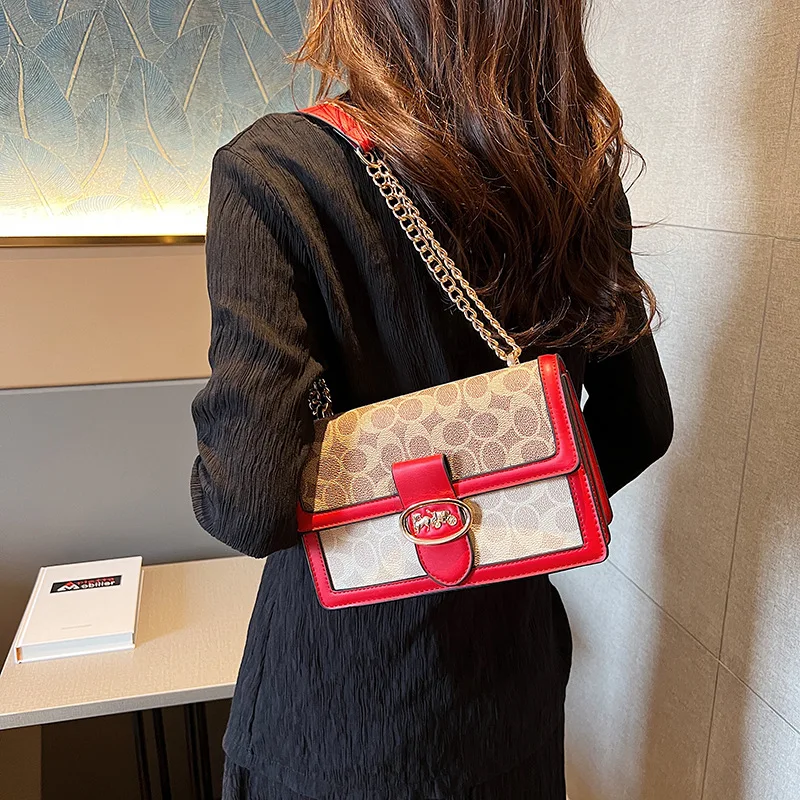 

​ ​ 2025 Новая винтажная женская сумка через плечо с цепочкой, нишевая дизайнерская сумка через плечо, кожаный регулируемый ремешок для ежедневных поездок на работу ​