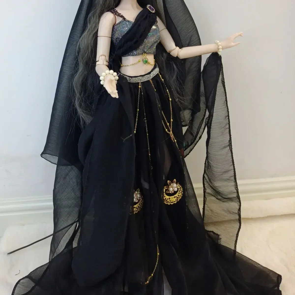 

(Customized) 30/45/60cm Doll's Clothes for 1/6 1/4 1/3 Bjd Doll Black Fairy Dress Toys Dress Up Gift Doll Accessories,no Doll