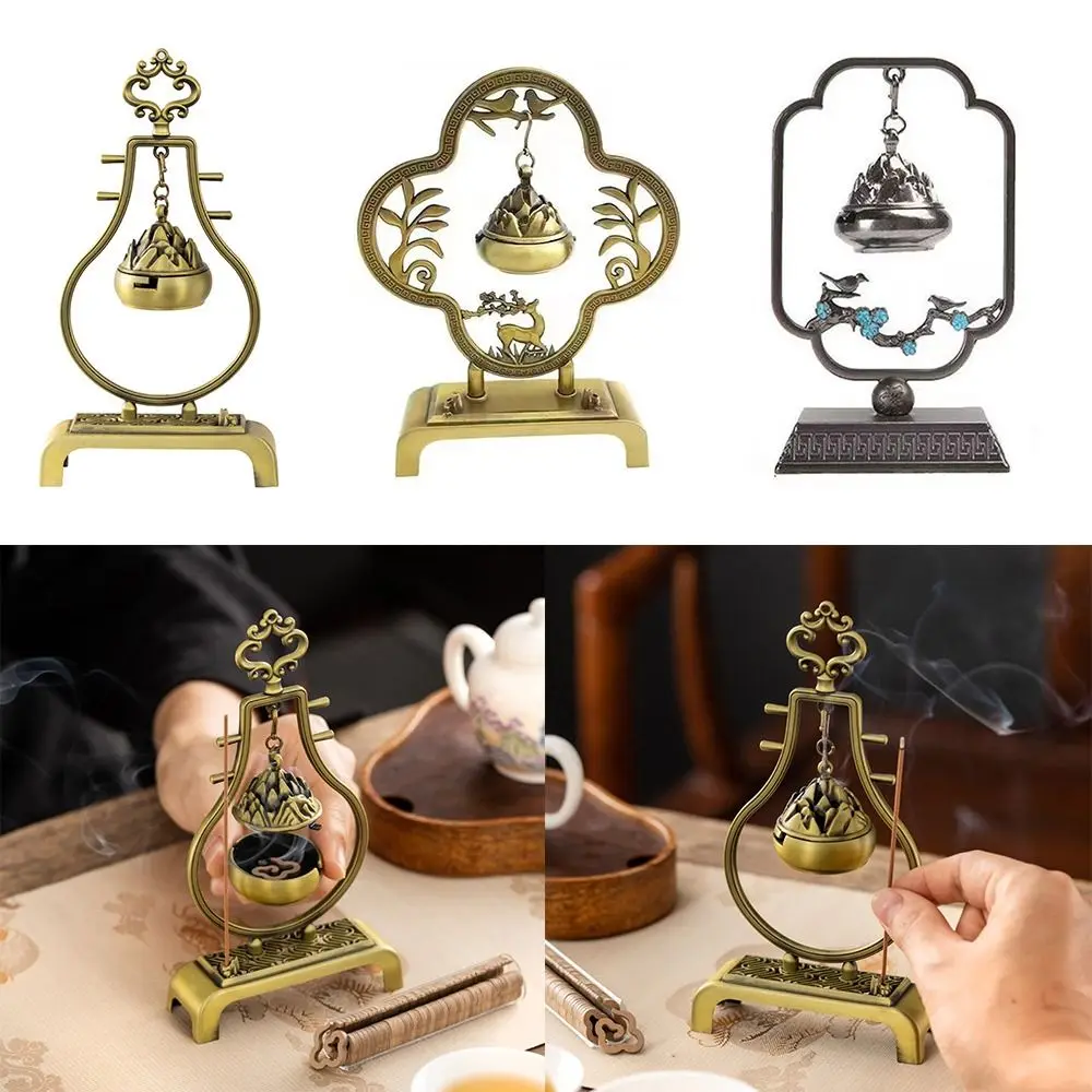 Chinese Style Incense Burner Zinc Alloy Good Symbolism Indoor Aromatherapy Beautiful Design Hanging Incense Burning Tea Ceremony