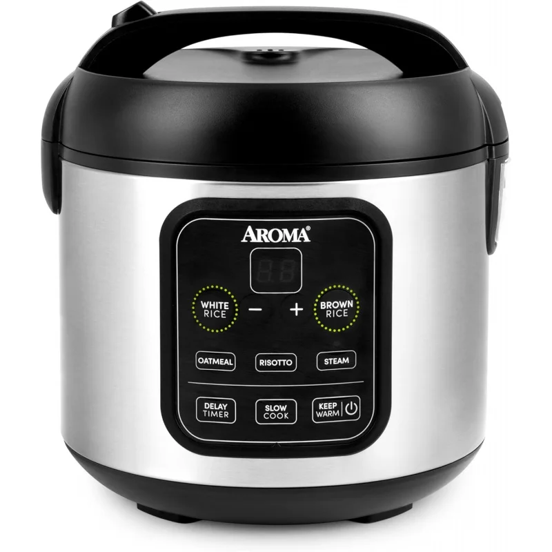 Housewares ARC-994SB Rice & Grain Cooker Slow Cook, Steam, Oatmeal, Risotto, 8-cup cooked/4-cup uncooked/2Qt, Stainless Steel