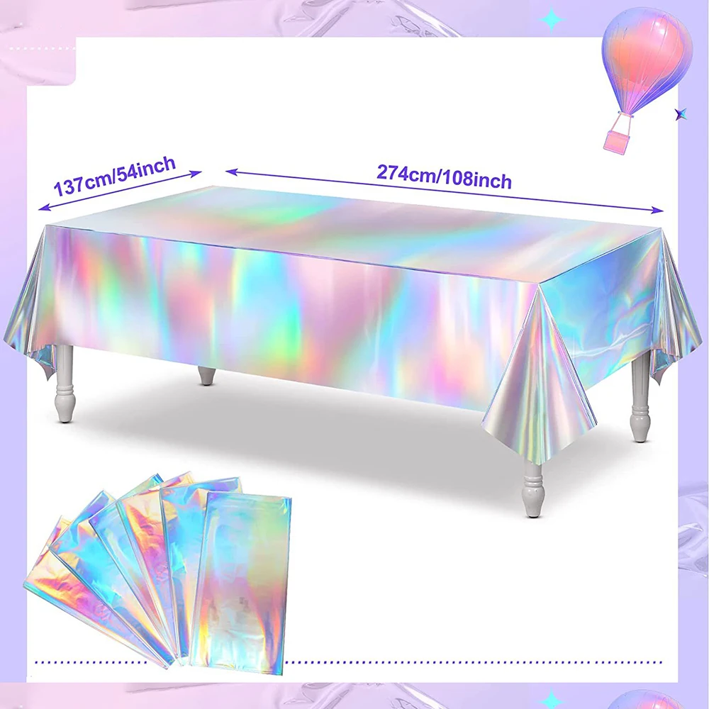 

137×274cm New Disposable Phantom Table Cloth Pet Colorful Laser Birthday Party Wedding Festival Celebration Rainbow Table Cloth