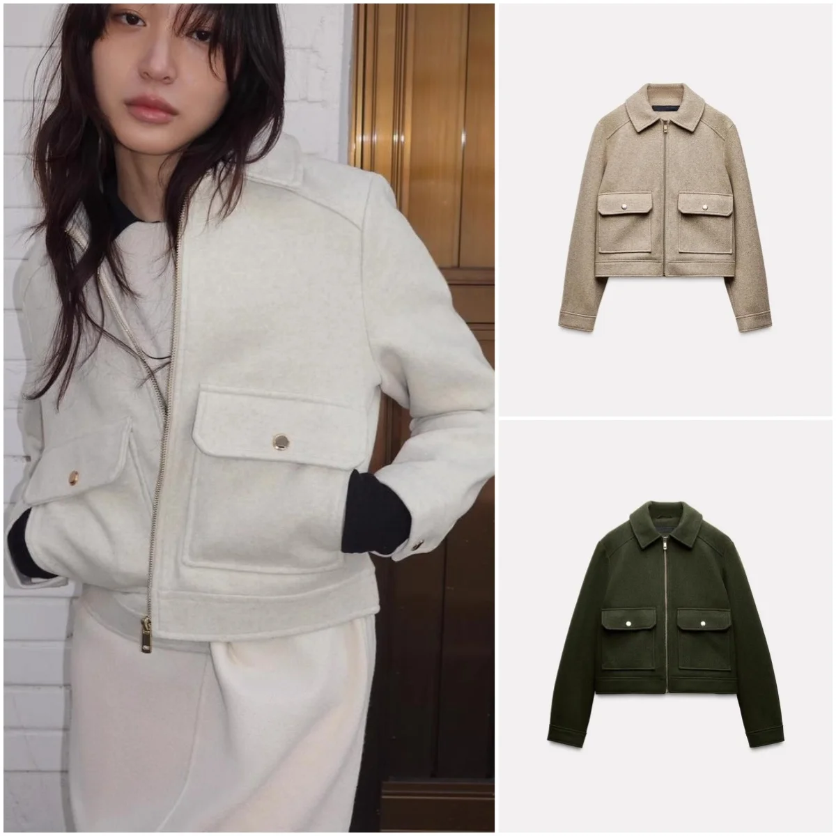 

Осень 2023, новая женская куртка на молнии, мягкая, удобная, простая, с длинным воротником-стойкой, 30287, верхняя одежда прямого кроя для поездок на работу, P...