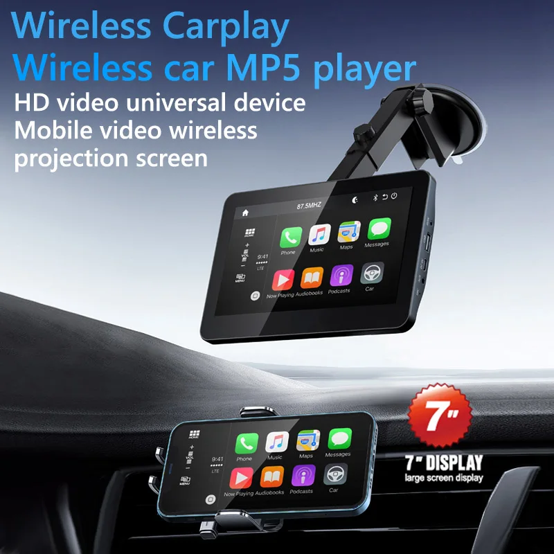 Wireless Touch Screen For Apple Carplay Android Auto Handsfree Car Kit 7 Inch Car Mp5 Player Fm Transmitter