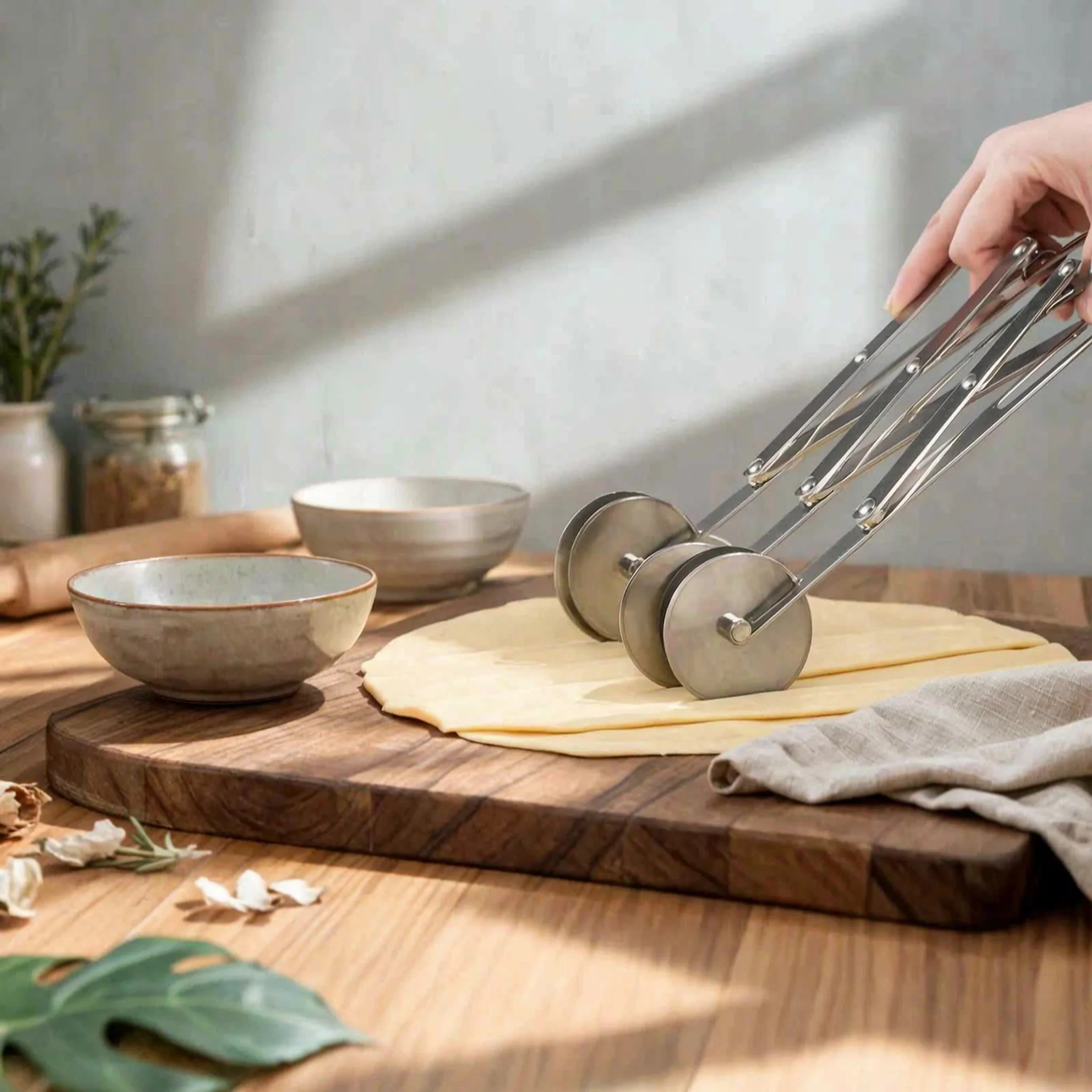 5 Wheel Pastry Cutter Non-Stick Expandable Pastry Cutter Expandable Pastry Divider Evenly Spaced Cuts Multi-Wheel Pastry
