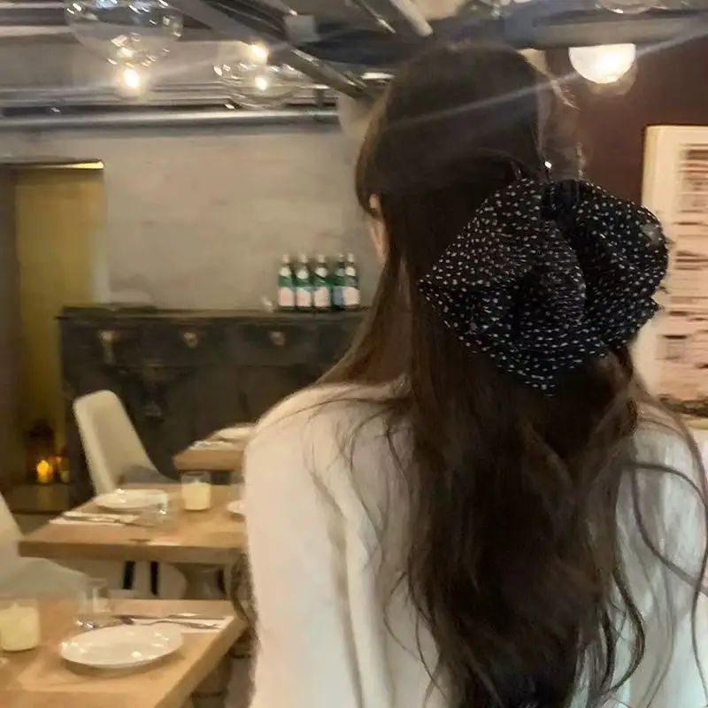 

French Retro Veil Hair Claw with Bow Polka Dot Chiffon Half-Up Hair Clip Elegant Hair Accessories for Women Autumn Hairpin