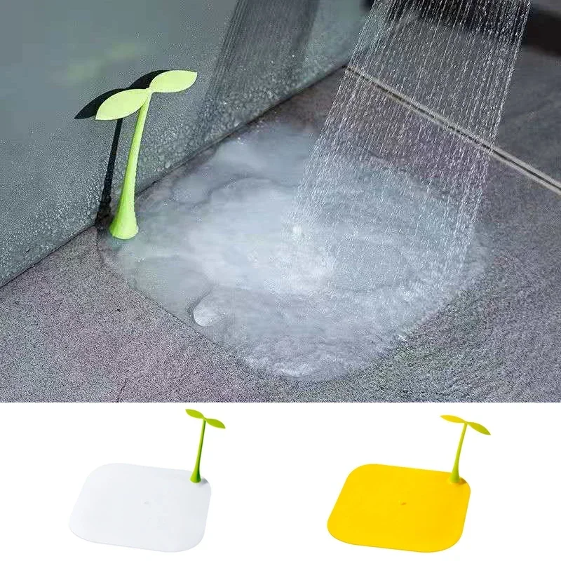 Floor Sink Filter Cute Bean Sprouts Shape Silicone Sewer Deodorant Cover Shower Drain Anti-Smell Cover Insect-Proof Bathtub Plug