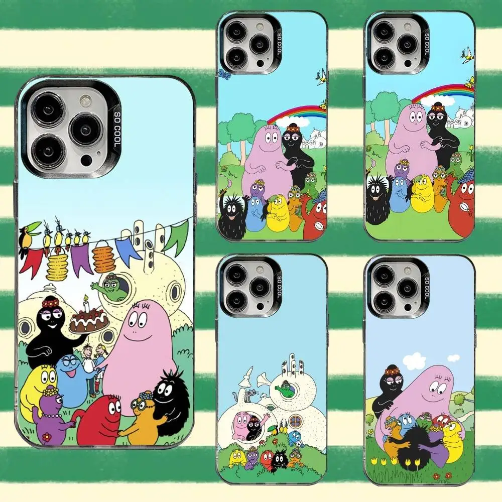 

Cartoon B-Barbapapa Phone Case For iPhone 16,15,14,13,12,11,8,7,Pro,Max,Plus,Mini,XS,SE Anti Fall Black Matte Hard