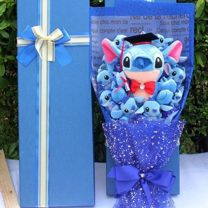 Disney Lilo & Stitch Stitch Plush Doll Romantic Bouquet Kawaii Stitch Graduation Bouquet Gift Box Valentine Birtdhay Gift