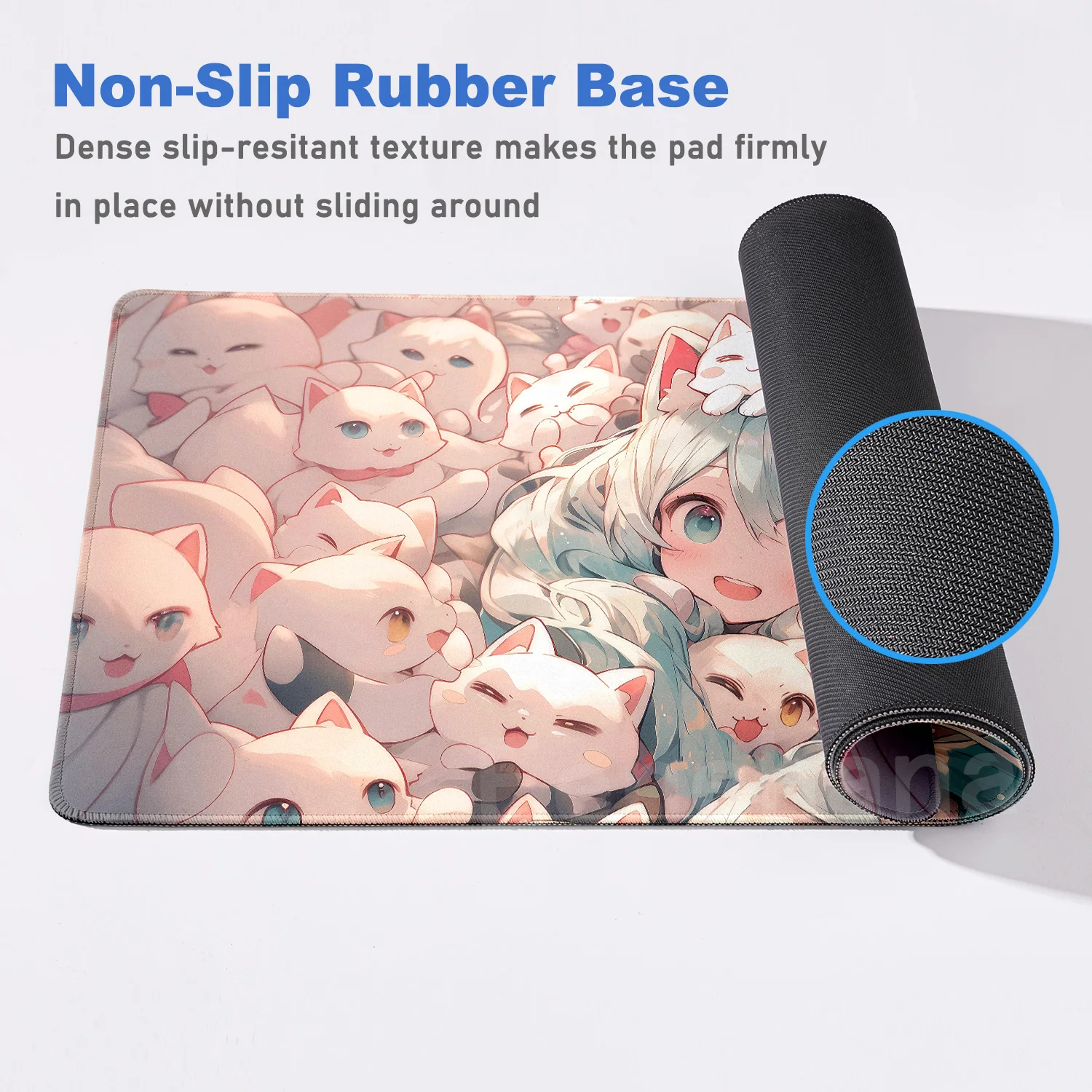 Anime kız oyun mavi saç Mouse Pad sevimli HD pembe Kawaii masa pedi genişletilmiş oyun klavye matı büyük XXL ofis kaymaz halı