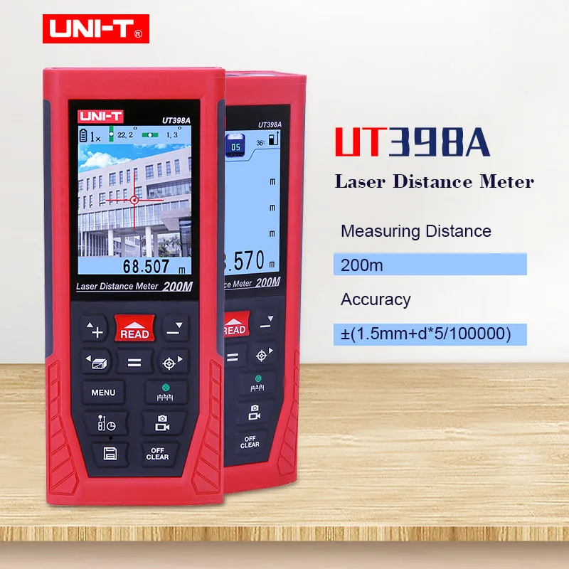 0~200m professional m/in/ft triangular angle measurement height measurement area measurement laser distance meter ut398a