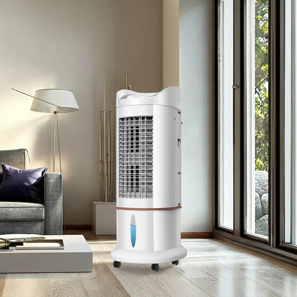 

Quiet Portable Electric Tower Air Cooler with 3 Speeds Fan AC Powered Remote Control Humidifier for Home and Hotel
