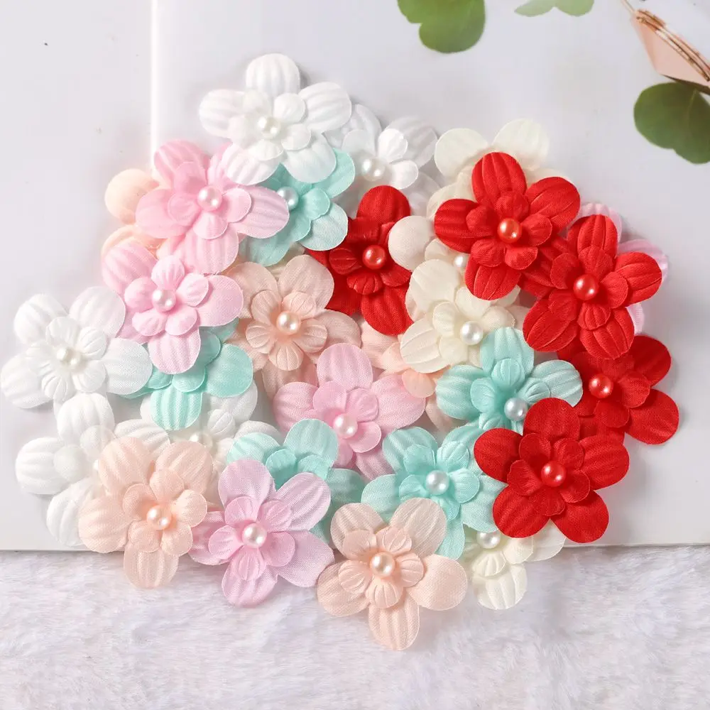 30pcs Korean baby pearl Hair Bows Boutique Hair Accessories Flower Headwear DIY flowers children Accessory for Headband