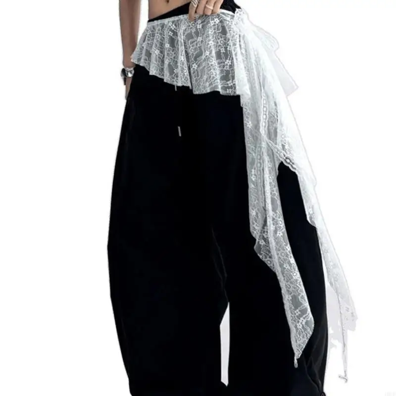 Layered Lace Hems Girls Casual Skirt Adjustable Waistband Creative Styling