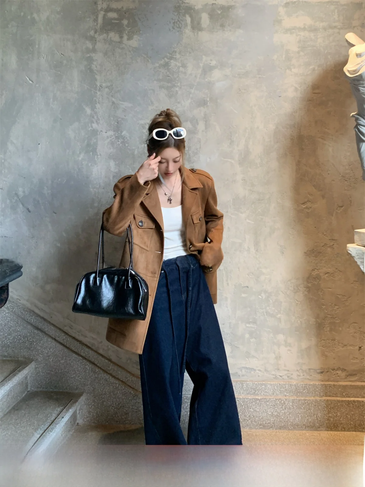 

Джинсы женские широкие свободного кроя GV Big Brother Denim American Sle, оригинальный цвет, повседневные длинные брюки