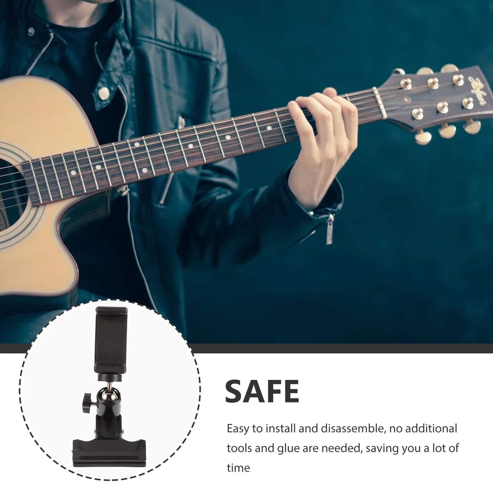 

Guitar Phone Holder Clip-On For Headstock Music Score Reading Live Broadcast Recording Easy Install Guitar Accessories