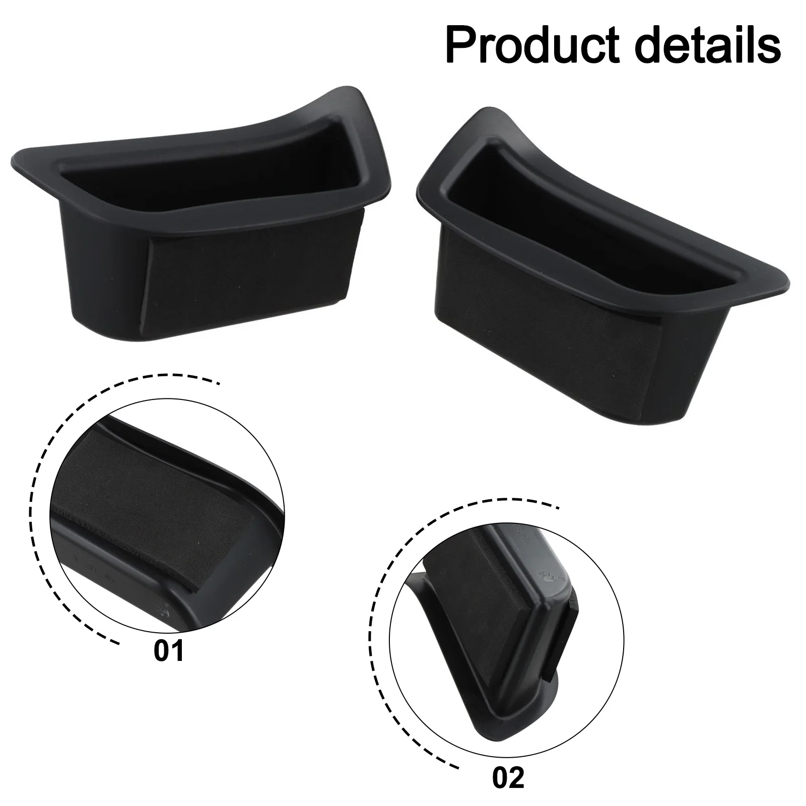 

Inner Door Storage Holder Black Plastic 1 Pair 2pcs Front Organizer Box New Accs Practical Tool Replaces Stock Latest