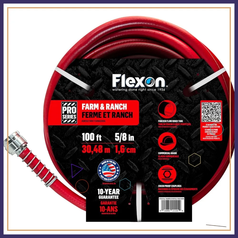 

Heavy-Duty 100ft Farm Garden Hose, Kink-Resistant & Durable for Ranch Watering Tasks