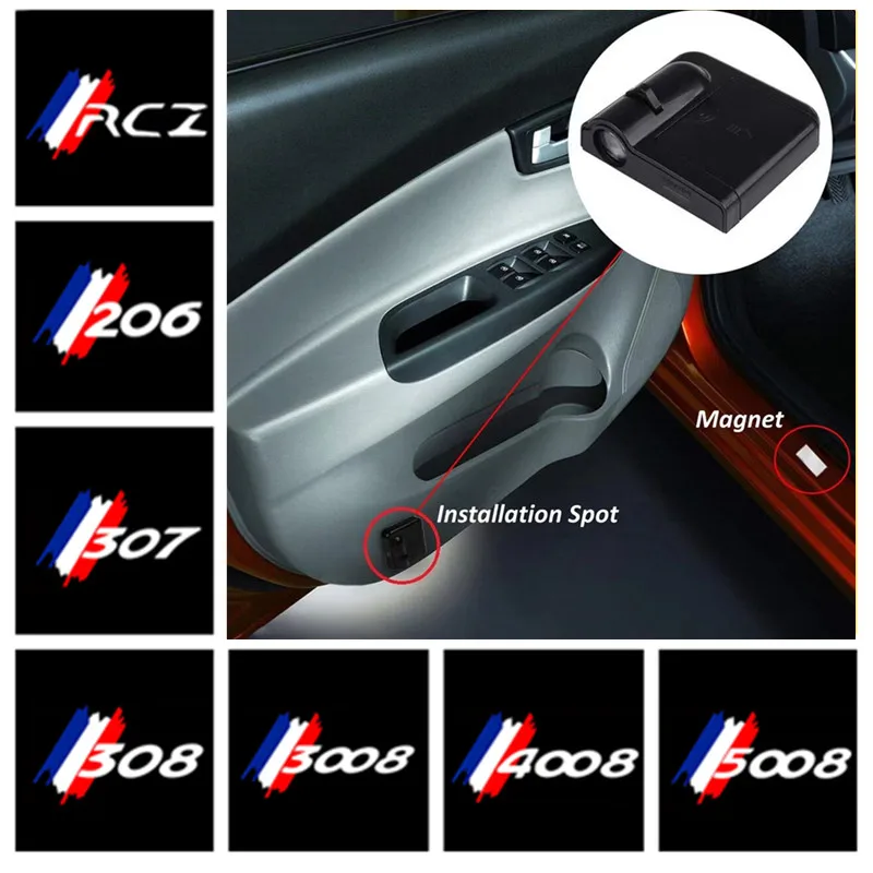 Светодиодный проектор с логотипом двери автомобиля для Peugeot 3008 4008 5008 508 407 206 207 Призрачная теневая лампа Аксессуары для ламп