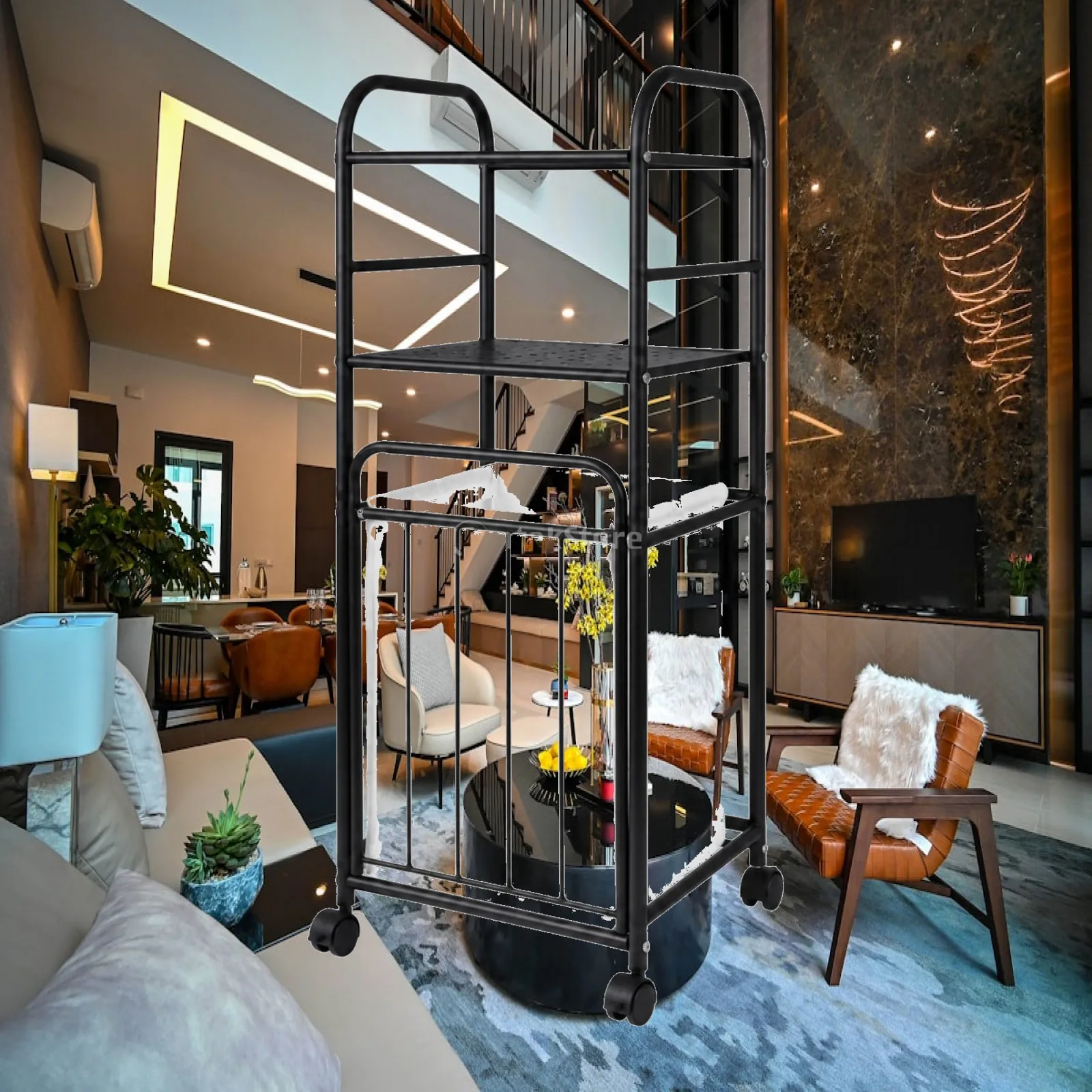 Laundry Storage Trolley with Removable Oxford Bag and Carbon Steel Frame for Bathroom Bedroom Dorm Organization