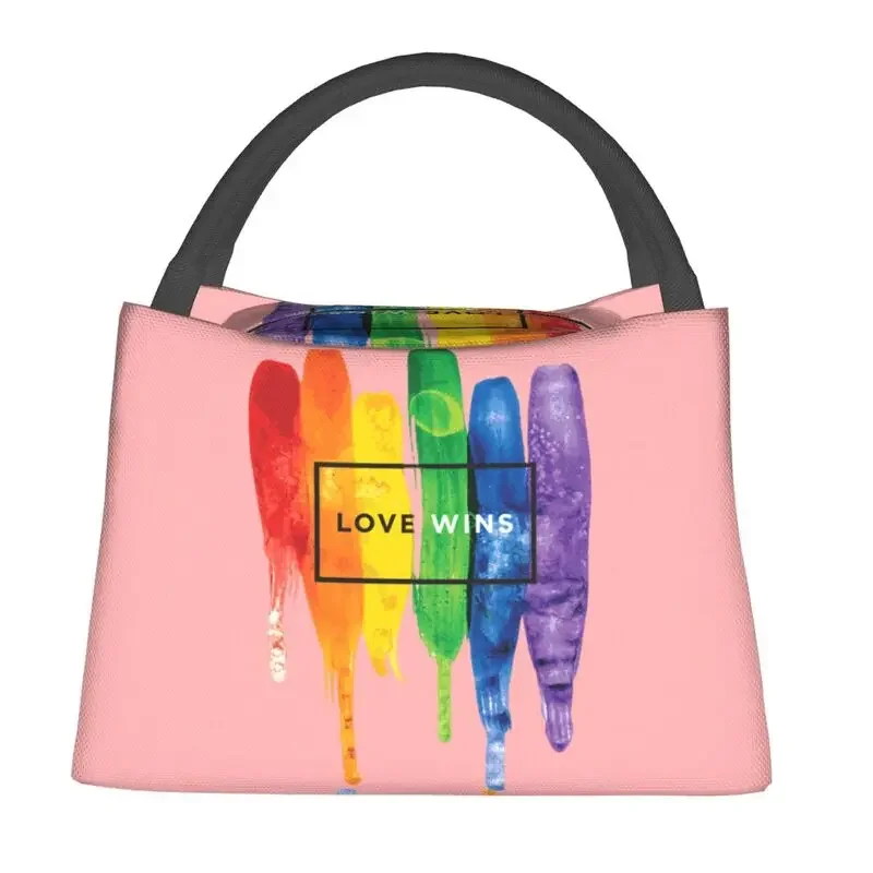 الحب يفوز قوس قزح حقيبة الغداء المرأة برودة الدافئة الحرارية معزول مثلي الجنس فخر مثليه علب الاغذية للمدرسة الغذاء نزهة حمل حقيبة #2