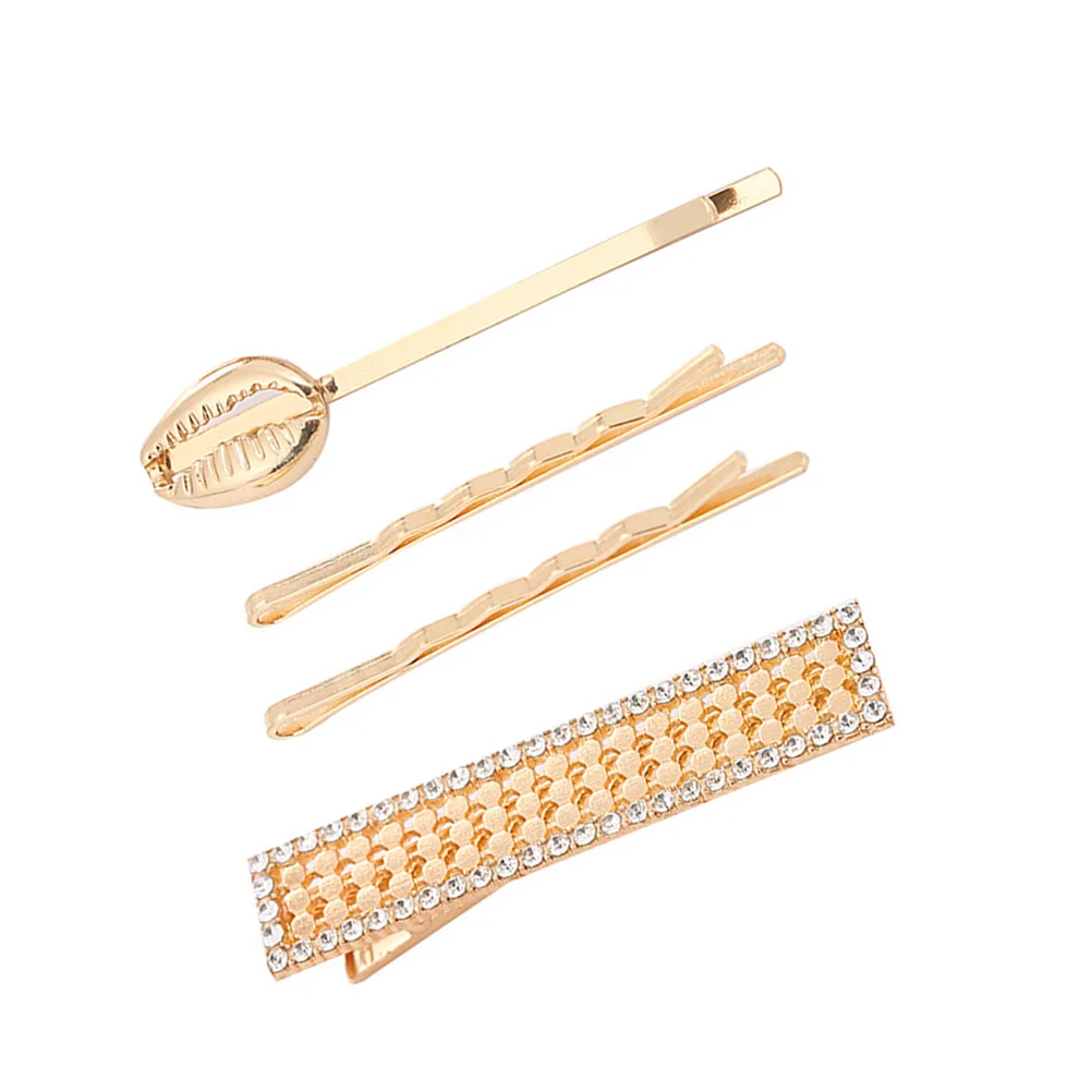 

Alloy Hair Clip Set Conch Hairpins Rhinestone Simple Geometric Clips Stylish Daily Accessories