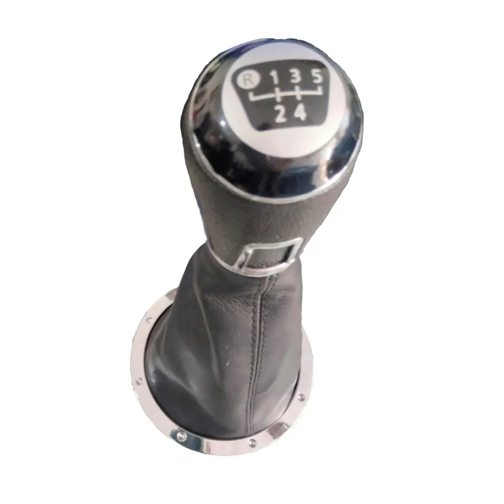 Nuevo Perilla de palanca de cambios de coche con marco cromado de cuero PU de 5/6 velocidades, polaina de palanca de arranque para VW Gol Pointer Saveiro Parati 2004-2010