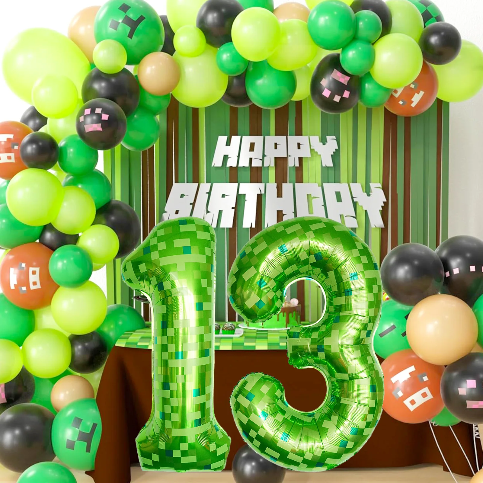 40 Zoll „My World“ Riesen-Grüne Pixel-Miner-Themen-Zahlenballons 0-9, Geburtstagsparty-Dekorationen, Zubehör für Kindergeburtstagsgeschenke – Detail 3