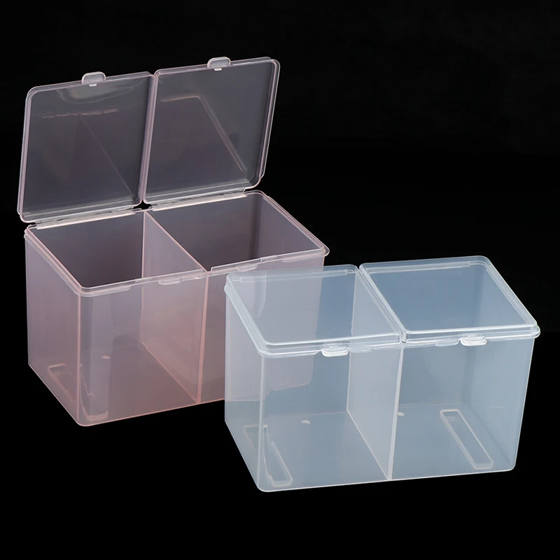 &Twin Well Empty Grids Portable Storage Case Wipe Pads Cotton Swab Rods Makeup Tools Container