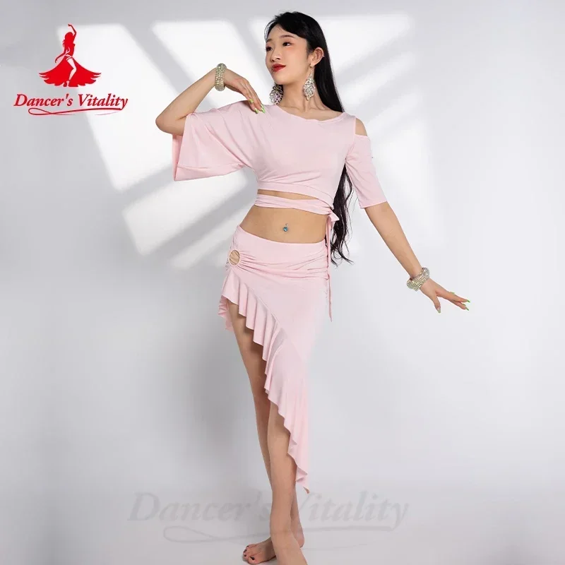 Bellydance Costumes Sense of Design Half Sleeved Top+Hip Wrap Skirt Set Women's Oriental Dance Professional Performance Clothing