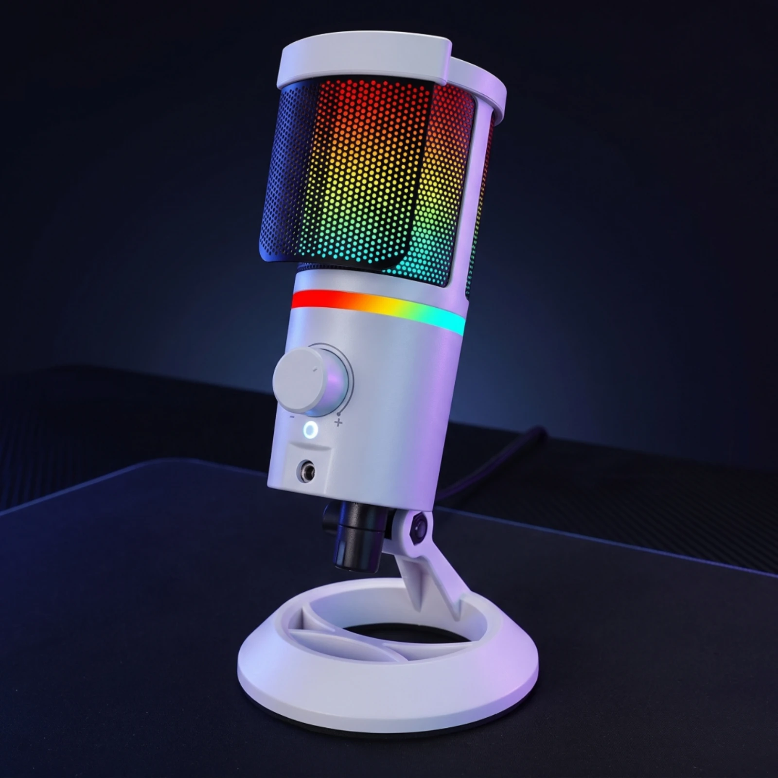 USB Condenser Microphone with Desktop Stand Streaming Microphone with RGB Light for Live Streaming Podcast view 3
