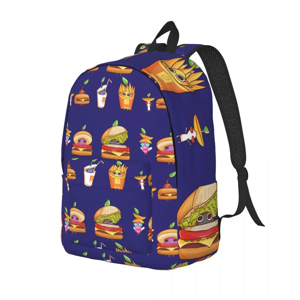 Burger Kindergarten Bag P-Pikmin Unisex New Campus Birthday Multi Compartment Bookbag