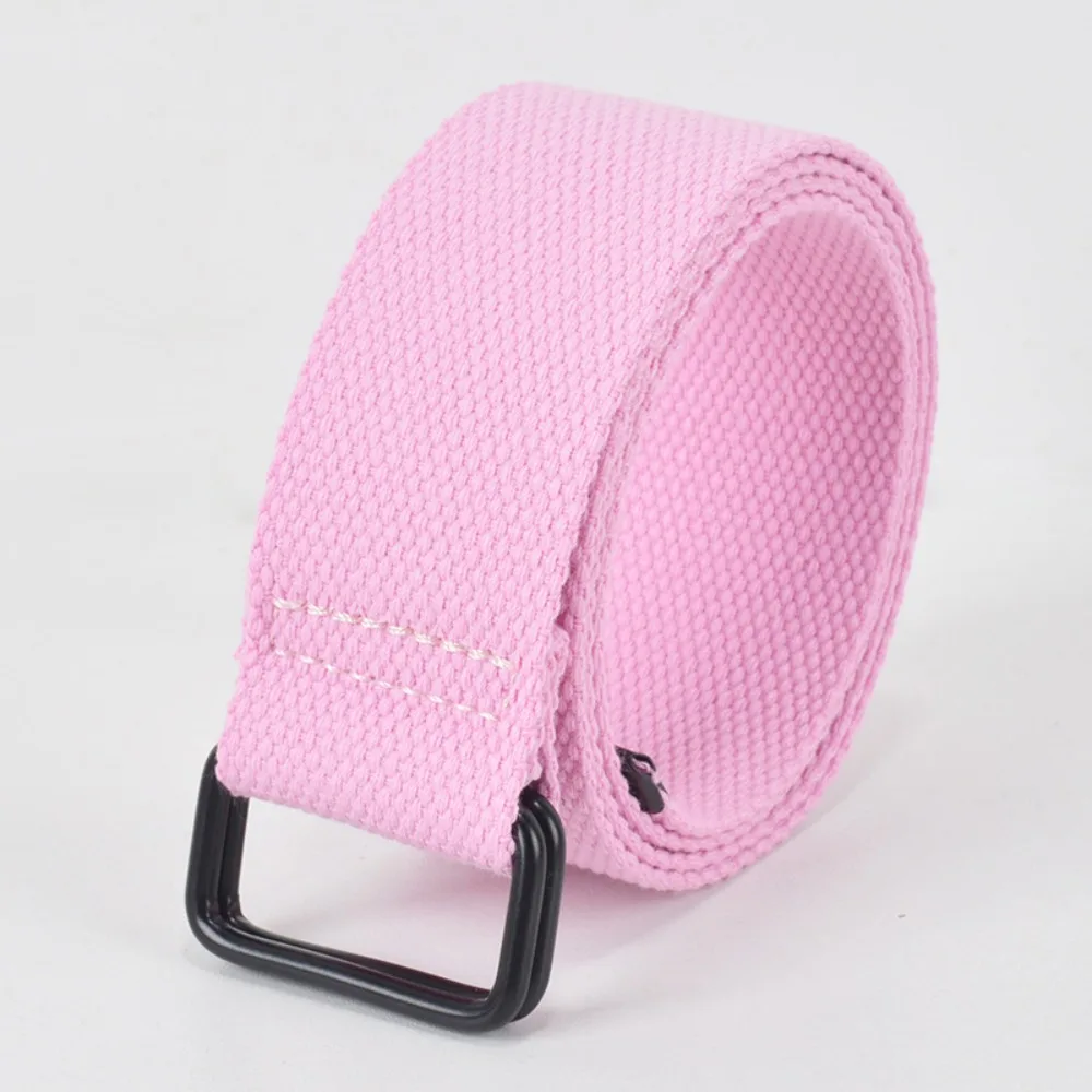 Casual Free Punch Canvas Belt Double Ring Buckle Cotton Canvas Buckle Belt Cloth Fabric Pants Belt Men's