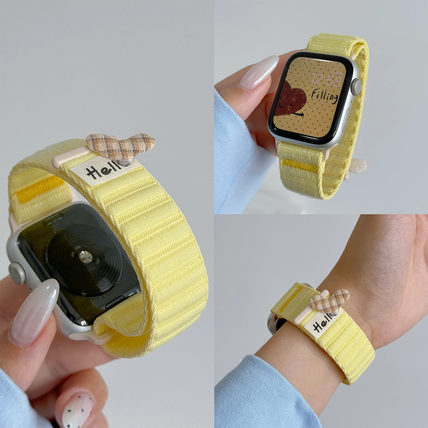 Niedliches Nylon-Sportarmband für Apple Watch für iWatch 11 10 9 8 7 6 SE 46mm 45mm 44mm 41mm 40/42mm iWatch-Armband für Damen