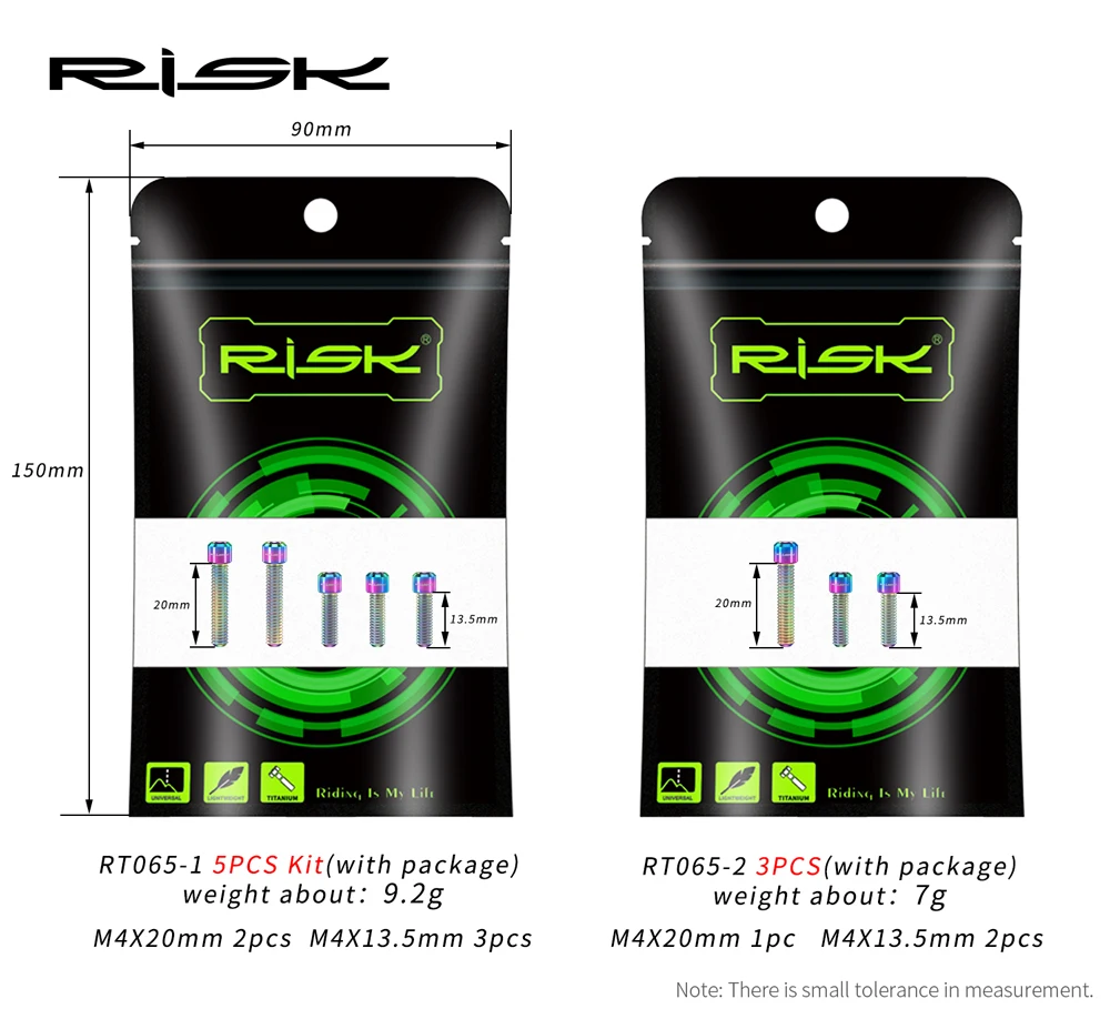 RISK M4*13,5 / M4x20 mm Titanlegierung Schrauben Fahrrad Vorder-/Hinter-Schaltwerk Bolzen für MTB Fahrrad XT X7 X9 Schaltverstellungs-Schraube – Detail 6