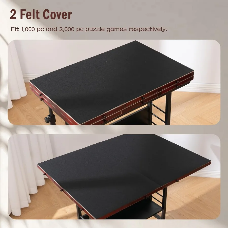 2000 Piece Foldable Puzzle Board with Height Adjustment Jigsaw Puzzle Table with 2 Felt Cover and 8 Sorting Trays Drawers Puzzl