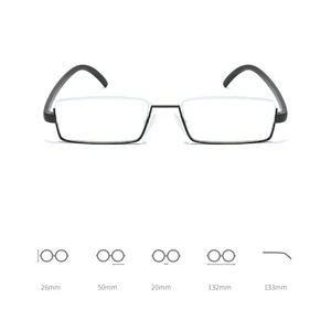 Blue Anti-Light Metallic Reading Glasses, Half Frame, Glasses with Recipe, Men's Glasses with Case, + 1.0, 1.5, 2.0, 2.5, 3.0, 3.5, 4.0 6 Main Sales Grade Glass - №3