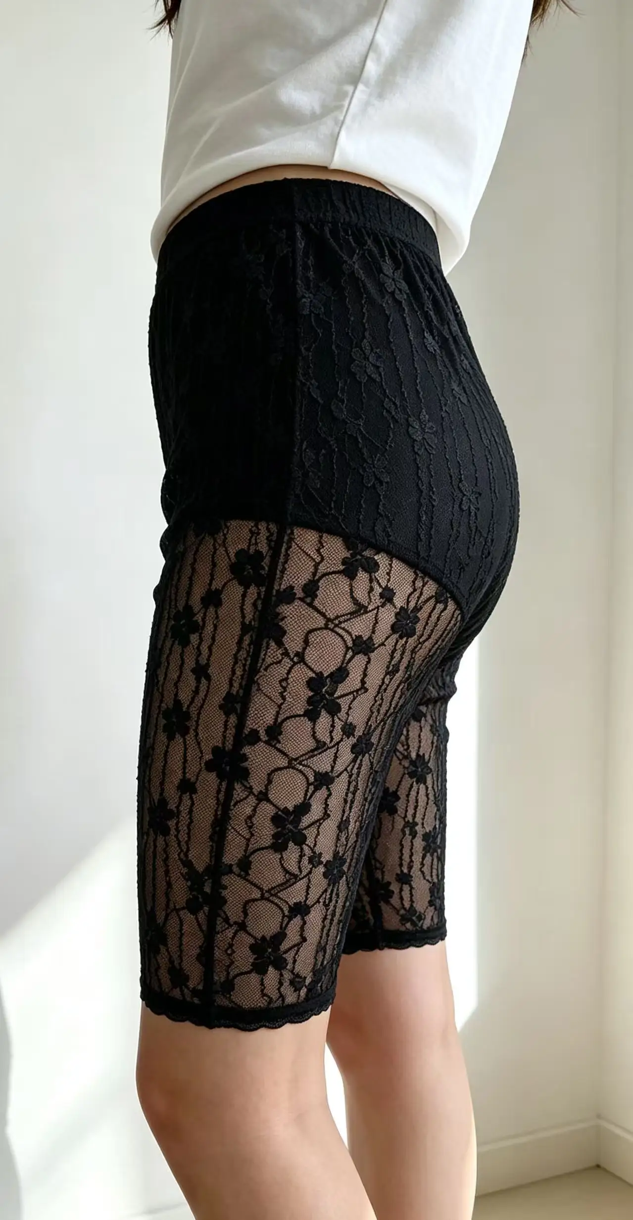 Korean‑Style Delicate Lace Mid‑Thigh Shorts, Must‑have Undershorts for Lazy Relaxed Matching