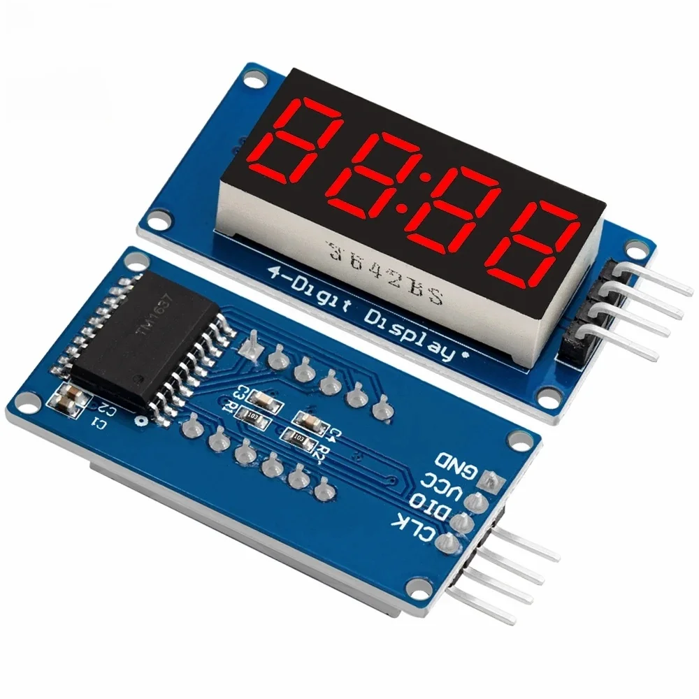 

TM1637 4-digit digital tube display module LED brightness adjustable with clock points building blocks