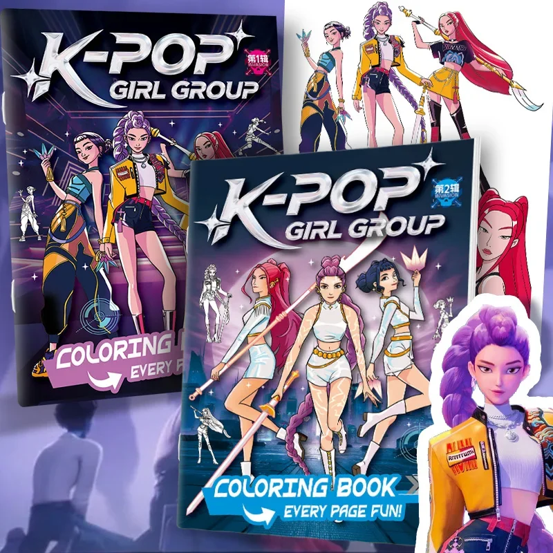 สมุดระบายสีลายการ์ตูน KPop Demon Hunters ปี 2026 สำหรับฝึกวาดภาพ ระบายสี ฝึกทักษะการเรียนรู้เรื่องสี ของขวัญคริสต์มาส