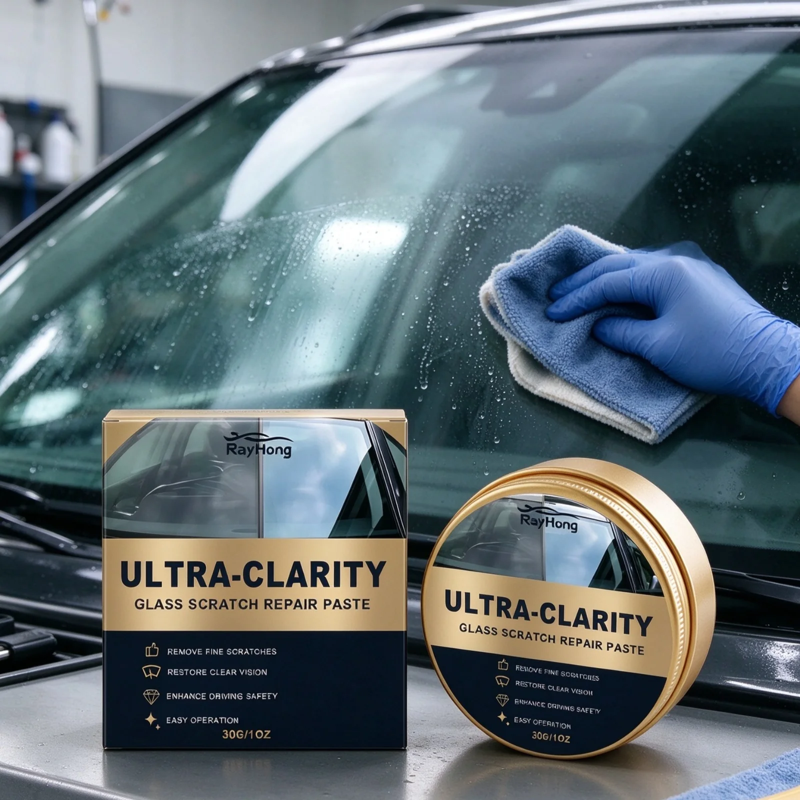 Car Glass Scratch Repair Paste Removes Minor Scratches Restore Clear Vision Enhance Driving Safety Premium Glass Polishing Cream