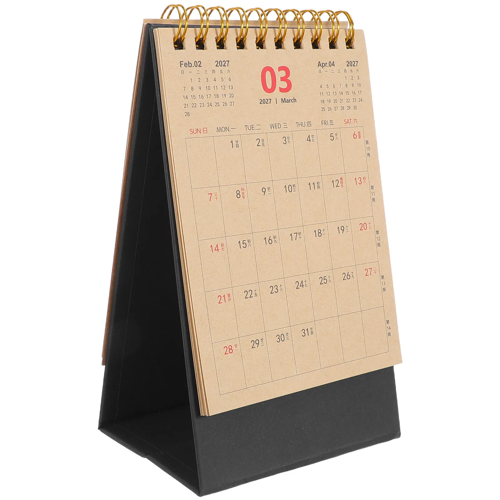 2027 Mini Kraft Paper Desk Calendar Brown Standing Monthly Desktop Calendar Small Office Home School Planner Schedule Organizer