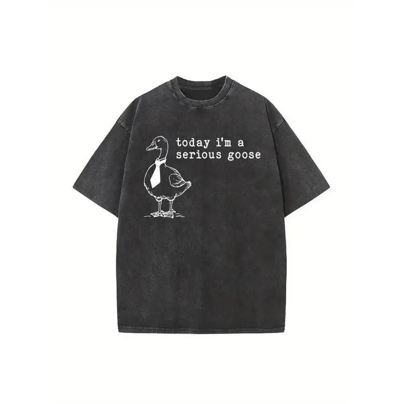 

Funny Goose Graphic Tee Oversized Women's T-shirt Vintage Casual Streetwear Sarcastic Novelty Loose Tops