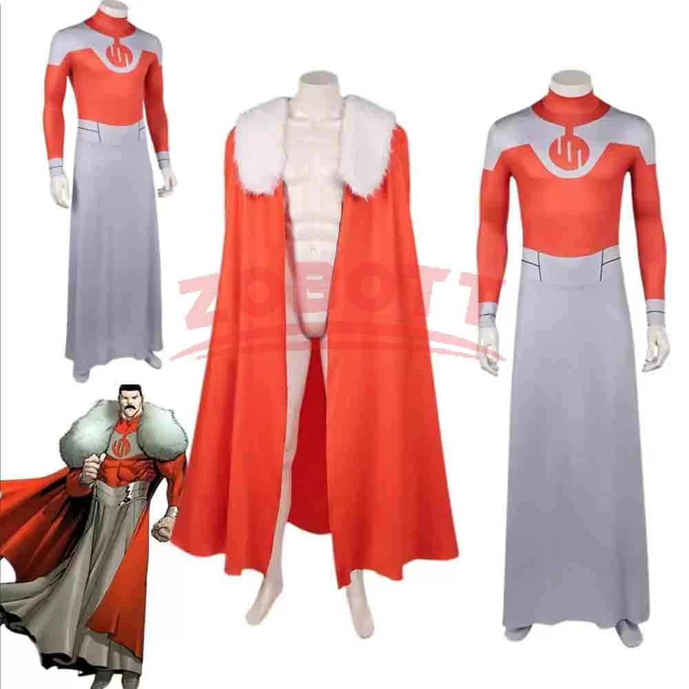Herren Invincible Thragg Cosplay Komplettset Umhang Jumpsuit Cape Bodysuit Halloween Karneval Verkleidungskostüm