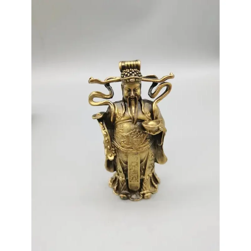 CHINA antique brass fengshui God of wealth small Statue Metal crafts home decorations statue